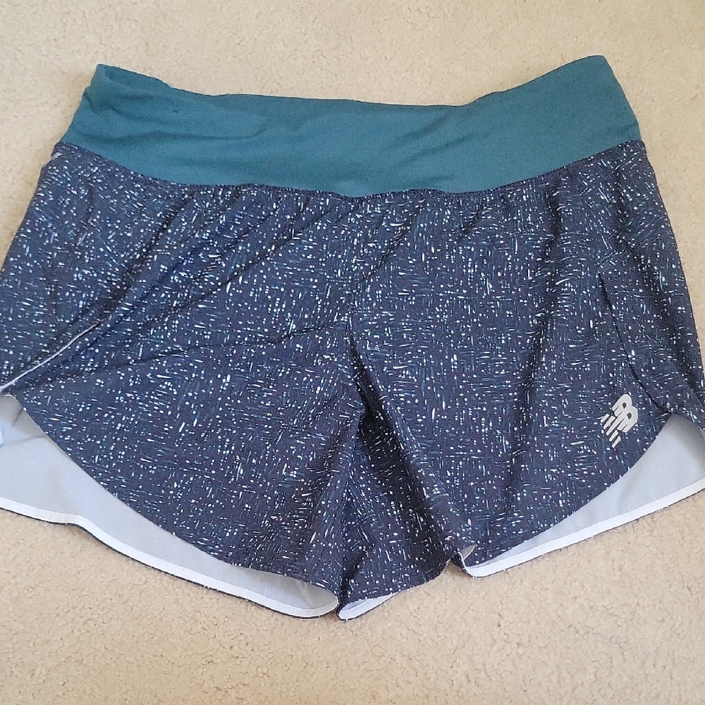 New Balance Women's Teal and Navy Athletic Shorts